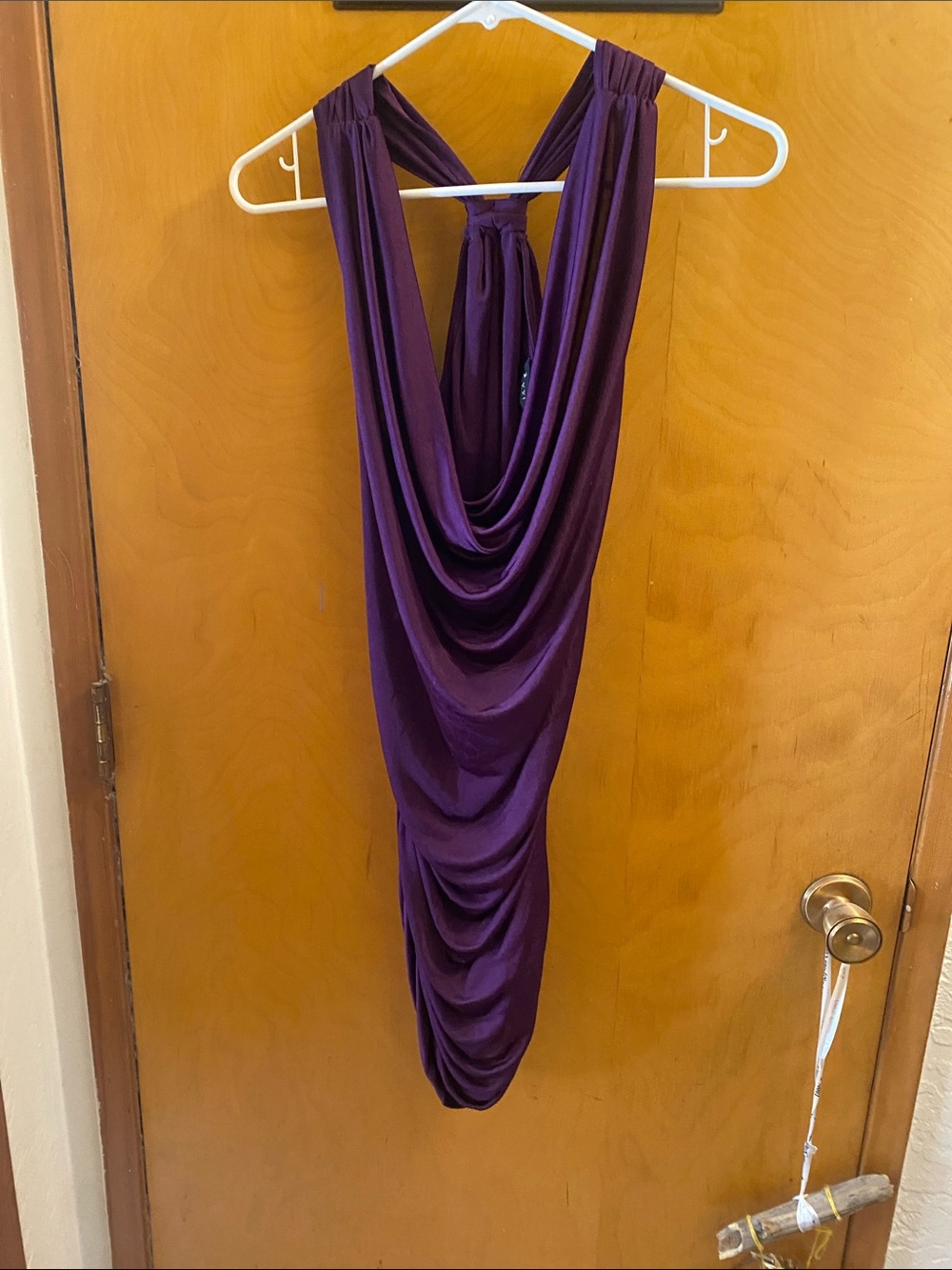 Akribos XXIV Draped Backless Maxi Dress in Deep Purple